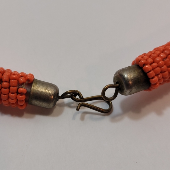 Beaded Necklace Ethnic Boho Masai Massai in Orange - Picture 5 of 7